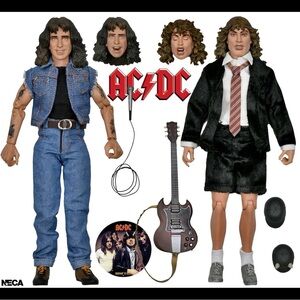 AC/DC Rock Legends Figure Duo in Blue Denim and Black Schoolboy Outfit